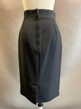 Dolce & Gabbana, Black, Wool, Solid, F.F, Pencil Skirt, Back Zipper, Mini Back Slit