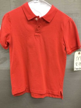 Childrens, Polo, CHEROKEE, Red, Cotton, Solid, 8/10, Short Sleeve,