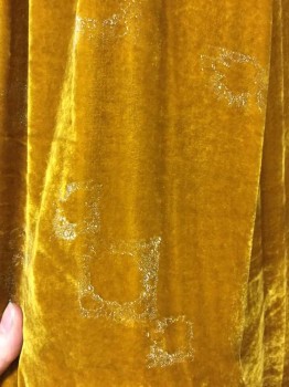 Mens, Historical Fiction Piece 2, MTO, Turmeric Yellow, Silk, Cotton, Solid, 42C, Velour,  High Neck with Shirred Yoke, Long Sleeves, Faded Gold Square Sponge Paint, Sleeves Lined with Yellow Embroidery, Snap and Hook & Eyes Center Front