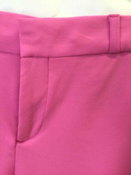 BANANA REPUBLIC, Bubble Gum Pink, Wool, Spandex, Solid, Mid Rise, Slim Cropped Leg, Zip Fly, 4 Pockets