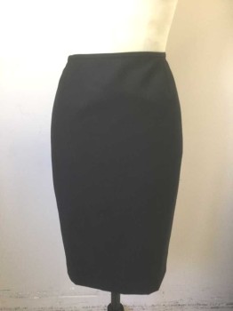 CALVIN KLEIN, Black, Polyester, Grid , Solid, Self Grid Stripes, Pencil Skirt, 3/8" Wide Self Waistband, Invisible Zipper at Center Back, Knee Length