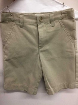 CAT & JACK, Khaki Brown, Cotton, Polyester, Solid, Flat Front, Pockets, Twill/Chino, Belt Loops,