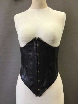 Womens, Corset, JOHNATHAN LOGAN, Dk Brown, Leather, Solid, W32, Busk Front, Lacing Center Back,
