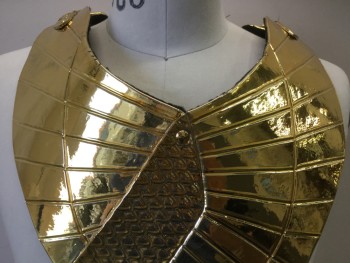 Mens, Historical Fict. Breastplate , MTO, Gold, Leather, Metallic/Metal, 38/40, Gold Chromed, Scales & Wing Texture. Buckles Center Back, Gold Peeling Off the Adjustable Straps, See Detail Photo