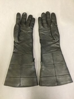 Unisex, Sci-Fi/Fantasy Gloves, MTO, Black, Leather, Solid, Black Leather, Zip Side