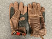 Mens, Leather Gloves, RSO, Brown, Black, Leather, Color Blocking, XL, Motorcycle Gloves, Ribbed, Padded, Velcro and Zip Cuff