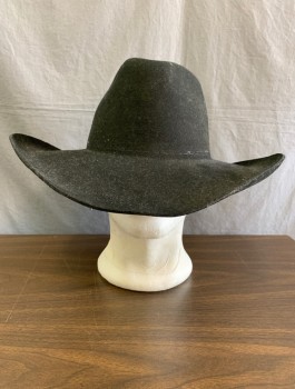 Mens, Cowboy Hat, STETSON, Black, Wool, Solid, 7 3/8, Teardrop Crown, No Band