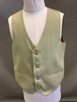 Childrens, Suit Piece 2, FAGER, Lt Khaki Brn, Goldenrod Yellow, Forest Green, Polyester, Heathered, Plaid-  Windowpane, 8 BOYS, 4 Button , 2 Welt Pockets