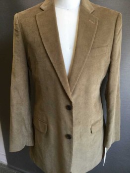 STAFFORD, Lt Brown, Cotton, Solid, SB. Pinwale Corduroy, Notched Lapel, 2 Buttons,  3 Pockets, Bias Elbow Patches