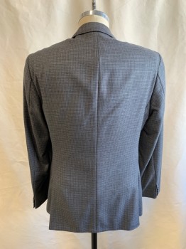 BOSS, Dk Gray, Lt Gray, Wool, 2 Color Weave, Single Breasted, 2 Buttons, 3 Pockets, Notched Lapel, Double Vent