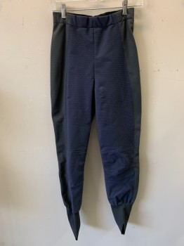 Womens, Sci-Fi/Fantasy Pants, MTO, Navy Blue, Gray, Synthetic, Color Blocking, L24.5, W26, Elastic Waistband, Zip Back, Stir-up Legs, 4 Tabs Inside Waistband