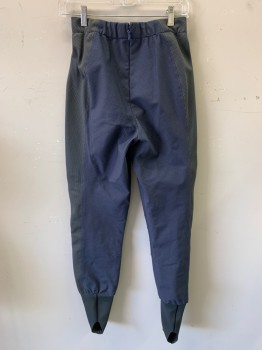 Womens, Sci-Fi/Fantasy Pants, MTO, Navy Blue, Gray, Synthetic, Color Blocking, L24.5, W26, Elastic Waistband, Zip Back, Stir-up Legs, 4 Tabs Inside Waistband