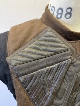 Unisex, Sci-Fi/Fantasy Top, MTO, Brown, Black, Nylon, 40C, Sleeveless, Panels of Padded/Quilted Body Armor, Velcro Closure at Shoulder, Straps with Plastic Buckles at Sides, Made To Order, Futuristic