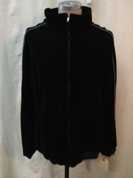SWEAT C DO, Black, Gray, Cotton, Polyester, Solid, Black Velvet, Zip Front, Gray Piping, 2 Pockets,
