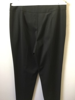 TALBOTS, Black, Polyester, Solid, Flat Front, Side Zipper, Pin Tuck Pleat Center Seam