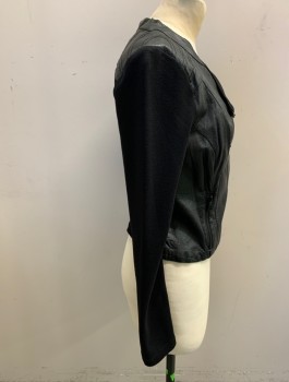 Womens, Leather Jacket, GUESS, Black, Faux Leather, Cotton, Solid, S, Asymmetrical Motorcycle Style Front Zip, 2 Pockets, Cotton Lycra Long Sleeves,