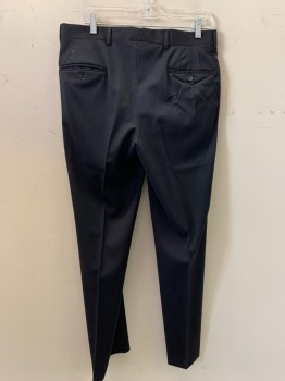 MALIBU CLOTHES, Black, Wool, Solid, F.F, Side Pockets, Zip Front, Belt Loops