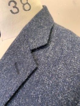 Mens, Sportcoat/Blazer, J CREW, Navy Blue, Gray, Wool, Cotton, Herringbone, 36S, Single Breasted, Notched Lapel, 2 Buttons, 3 Pockets Including 2 Large Patch Pockets at Hips