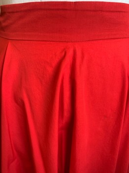 ZARA, Red-Orange, Cotton, Solid, Below Knee, Circle Skirt, 2 Pockets, Zipper at Left Side Waist, *Speckled Black Stain*
