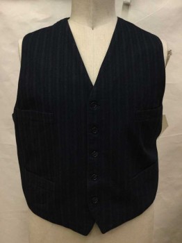 Navy Blue, Graphite Gray, Wool, Stripes, Navy/gray Stripes Button Front, 4 Pockets,
