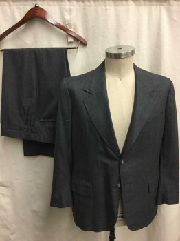 Mens, 1950s Vintage, Suit, Jacket, MTO, Gray, Charcoal Gray, Wool, Glen Plaid, 44R, Single Breasted, 2 Buttons,  Nice Heavy Weight Wool Suit, 3 Pockets, Made To Order,