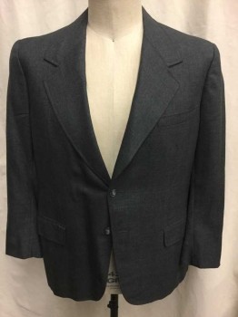 Mens, 1950s Vintage, Suit, Jacket, MTO, Gray, Charcoal Gray, Wool, Glen Plaid, 44R, Single Breasted, 2 Buttons,  Nice Heavy Weight Wool Suit, 3 Pockets, Made To Order,