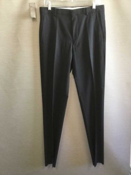 JOS A BANK, Black, Wool, Lycra, Solid, Flat Front, Zip Fly