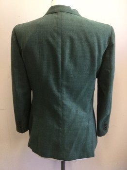 BONOBOS, Jade Green, Navy Blue, Wool, 2 Color Weave, Single Breasted, 2 Buttons,  1 Pocket, Notched Lapel, Fitted/Slim Fit, Unlined