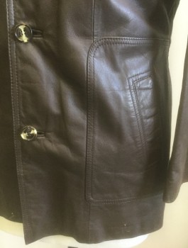 Mens, Leather Jacket, GOLDEN STATE, Brown, Leather, Solid, 44, 3 Buttons, Wide Notched Lapel, 2 Welt Pockets, Removable Brown Plush Liner,