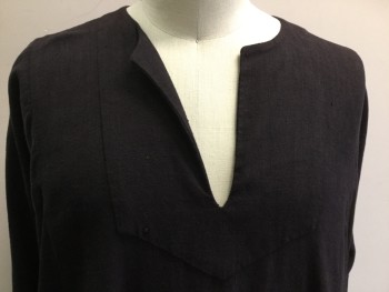 N/L, Black, Cotton, Solid, Long Sleeves, Pullover, Split Neck