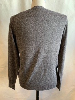 BANANA REPUBLIC, Brown, Lt Brown, Wool, Mottled, Crew Neck, Ribbed Knit Neck, Long Sleeves