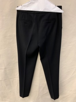 Womens, Slacks, THEORY, Black, Acetate, Polyester, Solid, W 31, 6, Crepe, Flat Front, Zip Fly, Tab Closure, 4 Pockets, Side Slits at Hem
