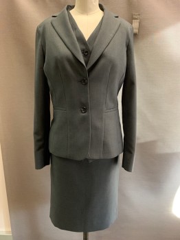 Edwards, Charcoal Gray, Polyester, Solid, 3 Buttons, Single Breasted, Notched Lapel, Top Pockets