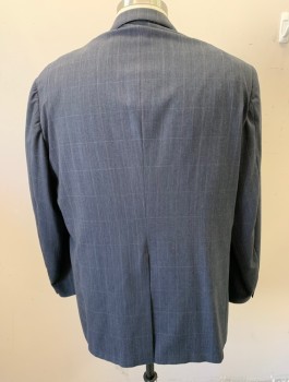 Mens, Sportcoat/Blazer, AUSTIN REED/EAGLESON, Charcoal Gray, Gray, Wool, Grid , 54L, Single Breasted, Notched Lapel, 2 Buttons, 3 Pockets