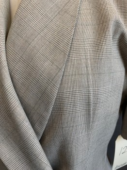ATRIUM, Khaki Brown, White, Olive Green, Polyester, Rayon, Plaid, Double Breasted, Shawl Collar, 2 Pockets, Below Knee Length
