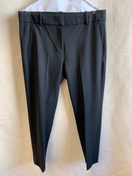 J. CREW, Black, Polyester, Solid, F.F, Low Rise, Zip Front, Belt Loops, 4 Pckts, Stitched Closed Front Pockets
