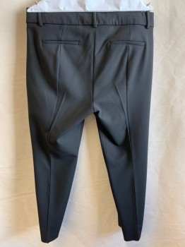 J. CREW, Black, Polyester, Solid, F.F, Low Rise, Zip Front, Belt Loops, 4 Pckts, Stitched Closed Front Pockets