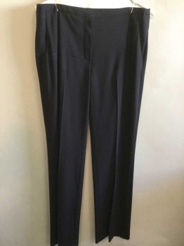 ELIE TAHARI, Charcoal Gray, Wool, Spandex, Solid, Mid Rise, Straight Leg, 2 Side Pockets, Zip Fly