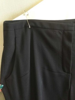 ELIE TAHARI, Charcoal Gray, Wool, Spandex, Solid, Mid Rise, Straight Leg, 2 Side Pockets, Zip Fly