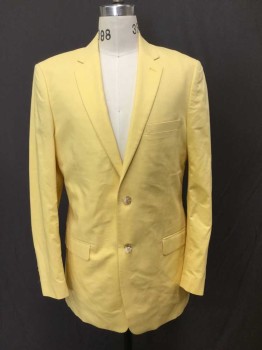 SADDLEBRED, Yellow, Cotton, Solid, 2 Buttons,  Single Breasted,notched Lapel 2 Pockets With Flaps