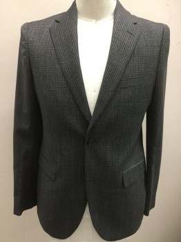 BOGLIOLI, Black, Gray, Navy Blue, Wool, Houndstooth, Single Breasted, 2 Buttons,  Notched Lapel,