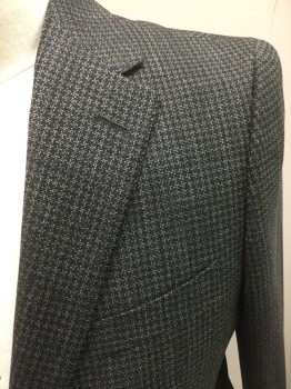 BOGLIOLI, Black, Gray, Navy Blue, Wool, Houndstooth, Single Breasted, 2 Buttons,  Notched Lapel,
