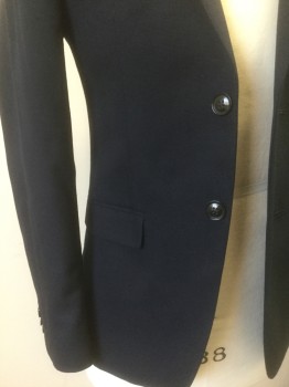 TOPMAN, Navy Blue, Polyester, Viscose, Solid, Pique Texture, Single Breasted, Notched Lapel, 2 Buttons, 3 Pockets, Slim Fit