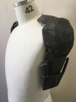 Unisex, Sci-Fi/Fantasy Space Oddity, Gray, Black, Fiberglass, Solid, Shoulder and Upper Arm Protectors, Multiples, the Side That Doesn't Light Up Has Mended Crack