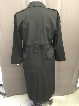 SARA ROBERST, Black, Wool, Solid, Top Button/inside Button, Notched Lapel, Flap Pocket, 3/4 Sleeves, Epaulet, No Belt