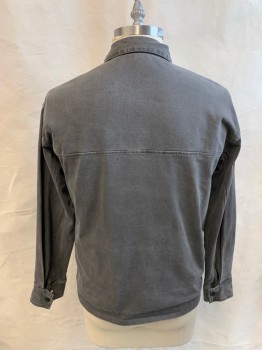 ZARA, Warm Gray, Cotton, Solid, Zip Front, Collar Attached, 4 Pockets, Snap Cuff