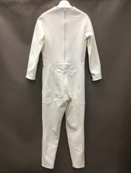 Unisex, Sci-Fi/Fantasy Jumpsuit, MTO, Cream, Polyester, Spandex, Solid, Diamonds, W32, C38, G68, Womens Large Mens Small to Medium, Crew Neck, Long Sleeves, Back Zipper, Heavy Compression Stretch, Clean Suit, Space Odyssey, Under Suit for EVA Suit, Multiple