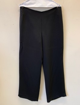 Womens, Slacks, VINCE, Black, Polyester, Solid, Sz.10, Crepe, High Waist, Wide Palazzo Leg, Invisible Zipper at Side, No Pockets or Belt Loops