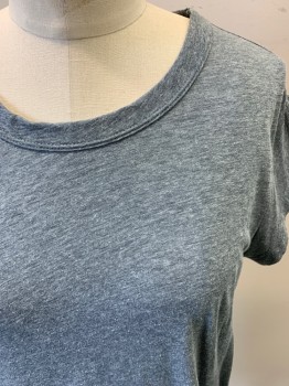 Womens, Top, JAMES PERSE, Steel Blue, Poly/Cotton, Solid, Heathered, S, Short Sleeves, Crew Neck