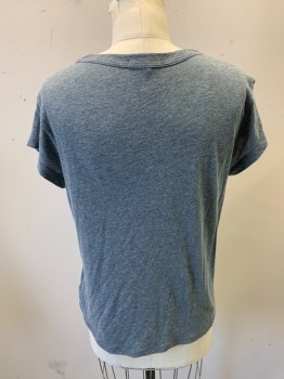 Womens, Top, JAMES PERSE, Steel Blue, Poly/Cotton, Solid, Heathered, S, Short Sleeves, Crew Neck